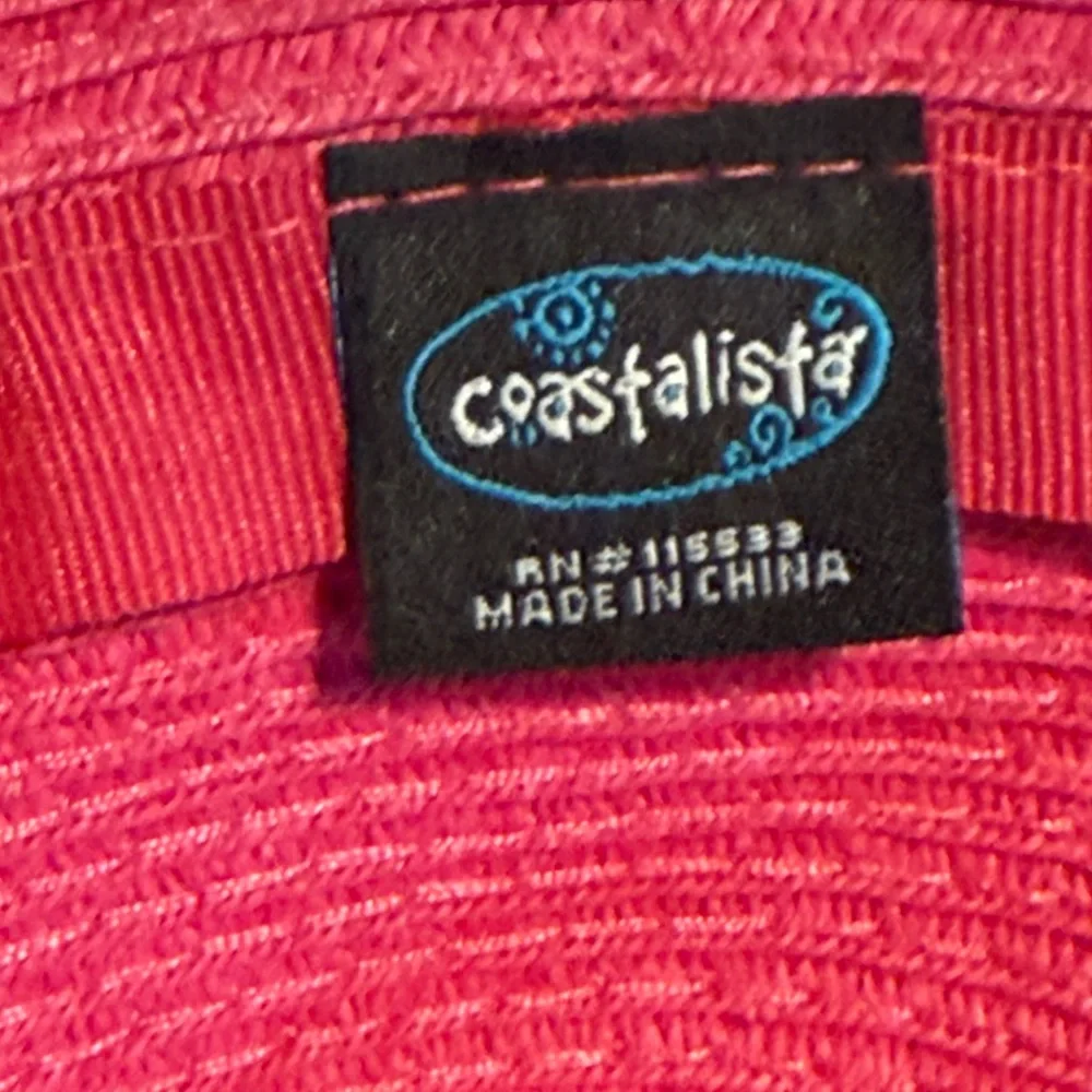 Coastalista Pink Sunhat Large Brim Embroidered Beach Life
